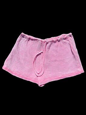 FB Sister Size S Pink Cotton Double Gauze Drawstring Shorts